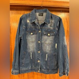 Blue Age Distressed Denim Jacket LARGE